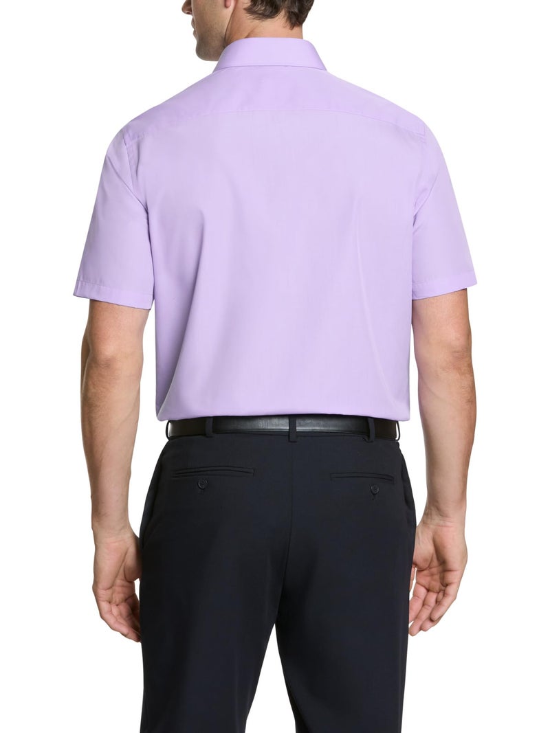 Van Heusen Men's Short Sleeve Dress Shirt Regular Fit Poplin Solid, Lavender, 16" Neck - Image 2